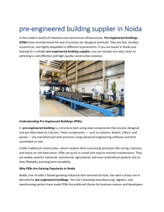 pre engineered building supplier in noida