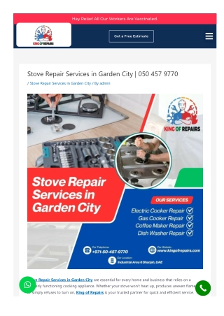 Stove Repair Services in Garden City by King of Repairs