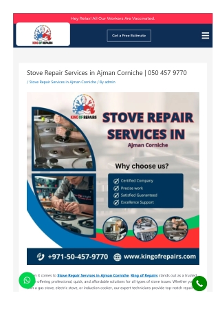 Stove Repair Services in Ajman Corniche by King of Repairs