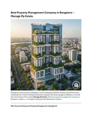 Best Property Management Company in Bangalore — Manage My Estate