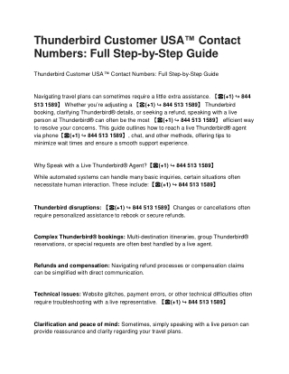 Thunderbird Customer USA™️ Contact Numbers: Full Step-by-Step Guide
