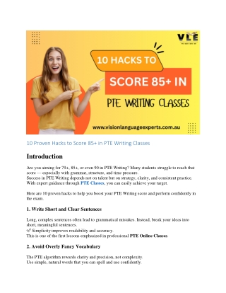 10 Proven Hacks to Score 85  in PTE Writing Classes