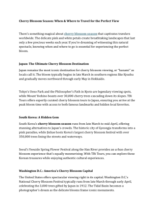 Cherry Blossom Season When & Where to Travel for the Perfect View