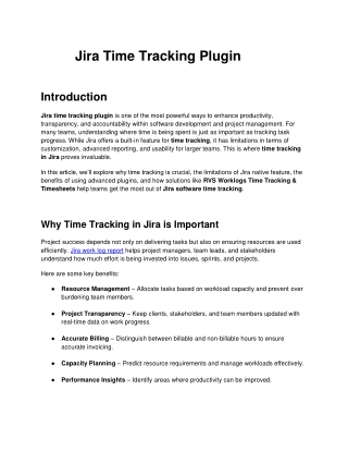 Jira time tracking plugin