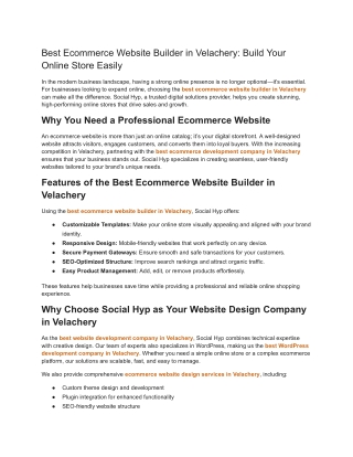 Best Ecommerce Website Builder in Velachery_ Build Your Online Store Easily