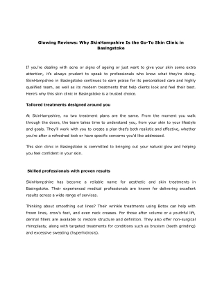 Glowing Reviews_ Why SkinHampshire Is the Go-To Skin Clinic in Basingstoke