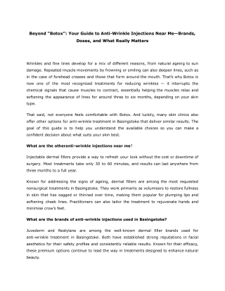 Beyond “Botox”_ Your Guide to Anti-Wrinkle Injections Near Me—Brands, Doses, and What Really Matters