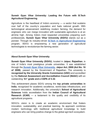 B.Tech in Agricultural Engineering