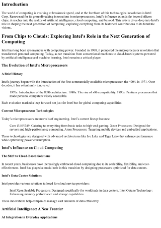 From Chips to Clouds: Exploring Intel's Role in the Next Generation of Computing