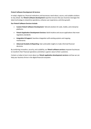 Fintech Software Development