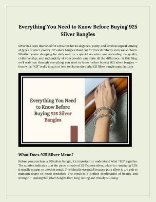 Everything You Need to Know Before Buying 925 Silver Bangles