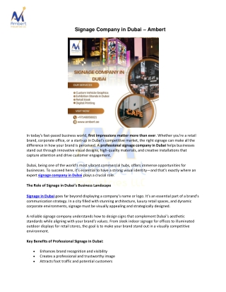 Signage Company in Dubai - Ambert