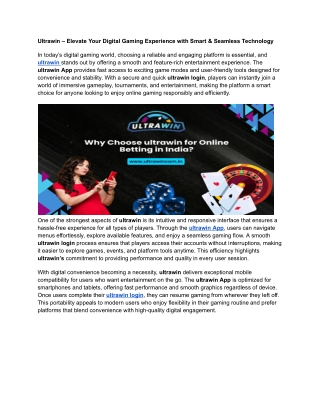 Ultrawin – Elevate Your Digital Gaming Experience with Smart & Seamless Technolo