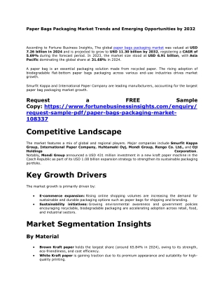 Paper Bags Packaging Market Share Analysis by Type and Application 2032