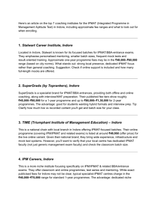 IPMAT Coaching in Indore list by Coachingkhojo