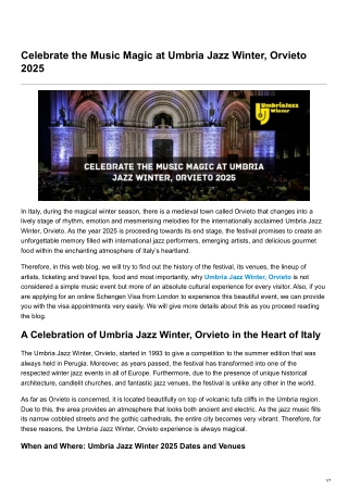 Celebrate the Music Magic at Umbria Jazz Winter Orvieto 2025