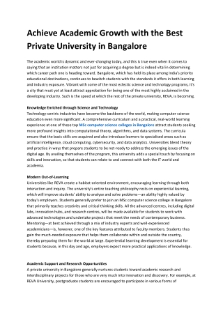 Achieve Academic Growth with the Best Private University in Bangalore