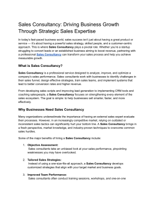 Sales Consultancy_ Driving Business Growth Through Strategic Sales Expertise
