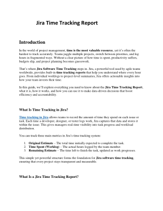Jira Time Tracking Report