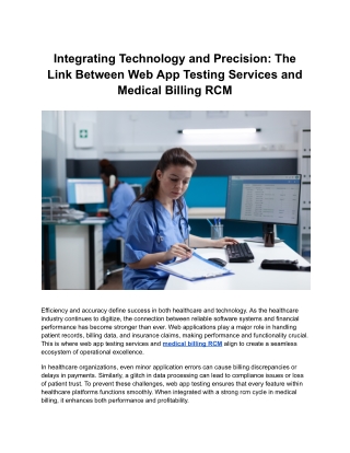 The Link Between Web App Testing Services and Medical Billing RCM