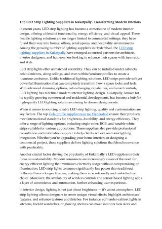 Top LED Strip Lighting Suppliers in Kukatpally