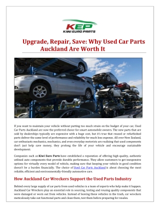 Upgrade, Repair, Save: Why Used Car Parts Auckland Are Worth It
