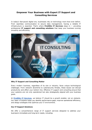 Expert IT Support & Consulting Services | FirstRite IT Solutions