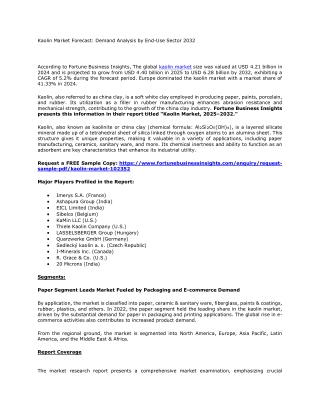 Kaolin Market Forecast: Demand Analysis by End-Use Sector 2032