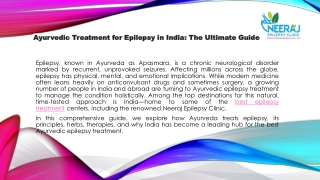 Ayurvedic Treatment for Epilepsy in India The Ultimate Guide