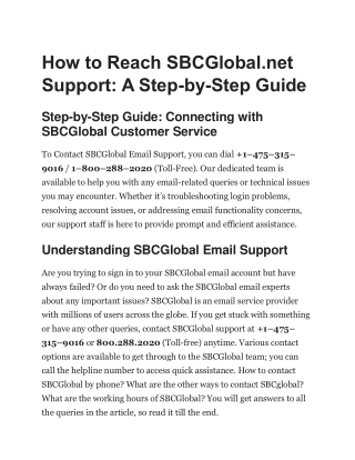 How to Get In Touch with SBCGlobal Email Support: A Step-by-Step Guide