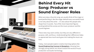 Behind Every Hit Song Producer vs Sound Engineer Roles