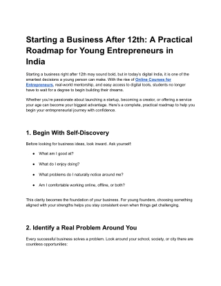 Starting a Business After 12th_ A Practical roadmap