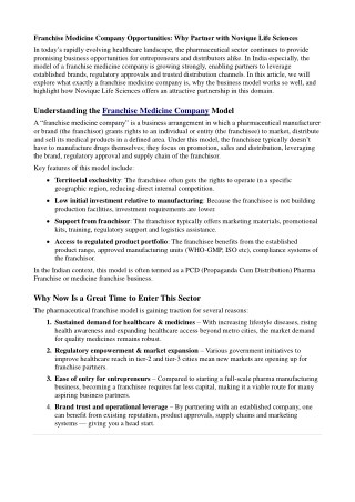Franchise Medicine Company Opportunities: Why Partner with Novique Life Sciences