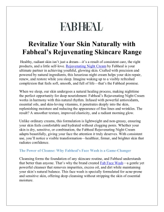 Fab Face Wash for Gentle Cleansing and Deep Skin Purification Every Day