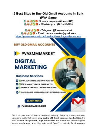 5 Best Sites to Buy Old Gmail Accounts in Bulk (PVA &amp (1)