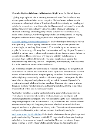 Wardrobe Lighting Wholesale in Hyderabad