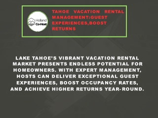 Tahoe Vacation Rental Management Elevate Guest Experiences, Boost Returns