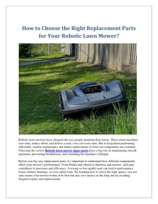 Tips to Find the Right Replacement Parts for Your Mower