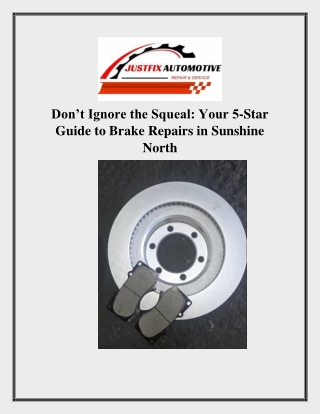 Your 5-Star Guide to Brake Repairs in Sunshine North