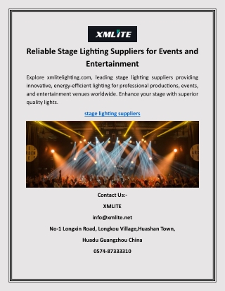 Reliable Stage Lighting Suppliers for Events and Entertainment