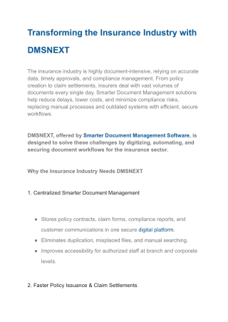 Transforming the Insurance Industry with DMSNEXT