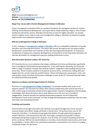 Shape Your Career with a Premier Management Institute in Dehradun