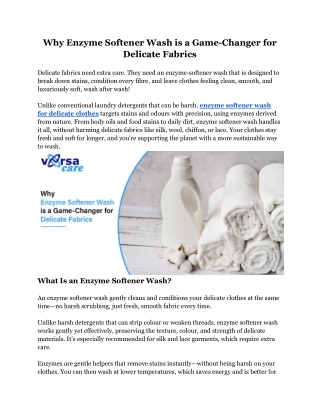 Why Enzyme Softener Wash is a Game-Changer for Delicate Fabrics