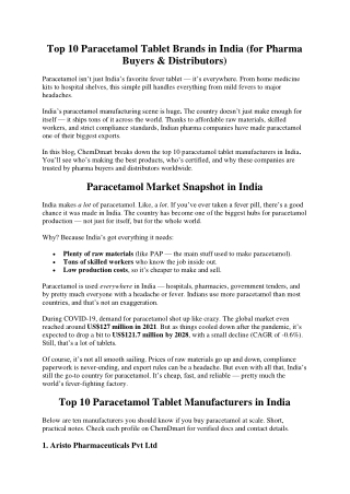Top 10 Paracetamol Tablet Brands in India