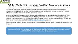 Easy Solutions for QuickBooks Tax Table Not Updating