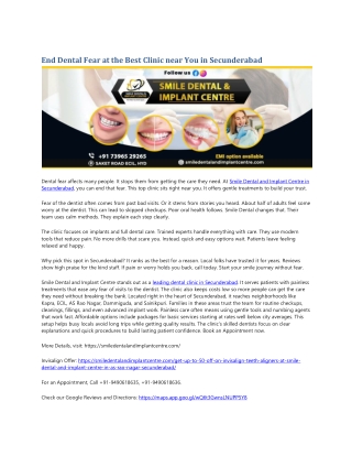 End Dental Fear at the Best Clinic near You in Secunderabad