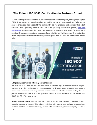 The Role of ISO 9001 Certification in Business Growth