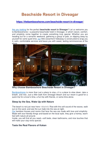 Beachside Resort in Diveagar