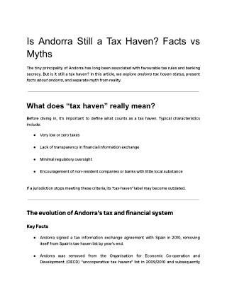 Is Andorra Still a Tax Haven? | Andorra Facts