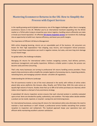 Mastering Ecommerce Returns in the UK: How to Simplify the Process with Expert S